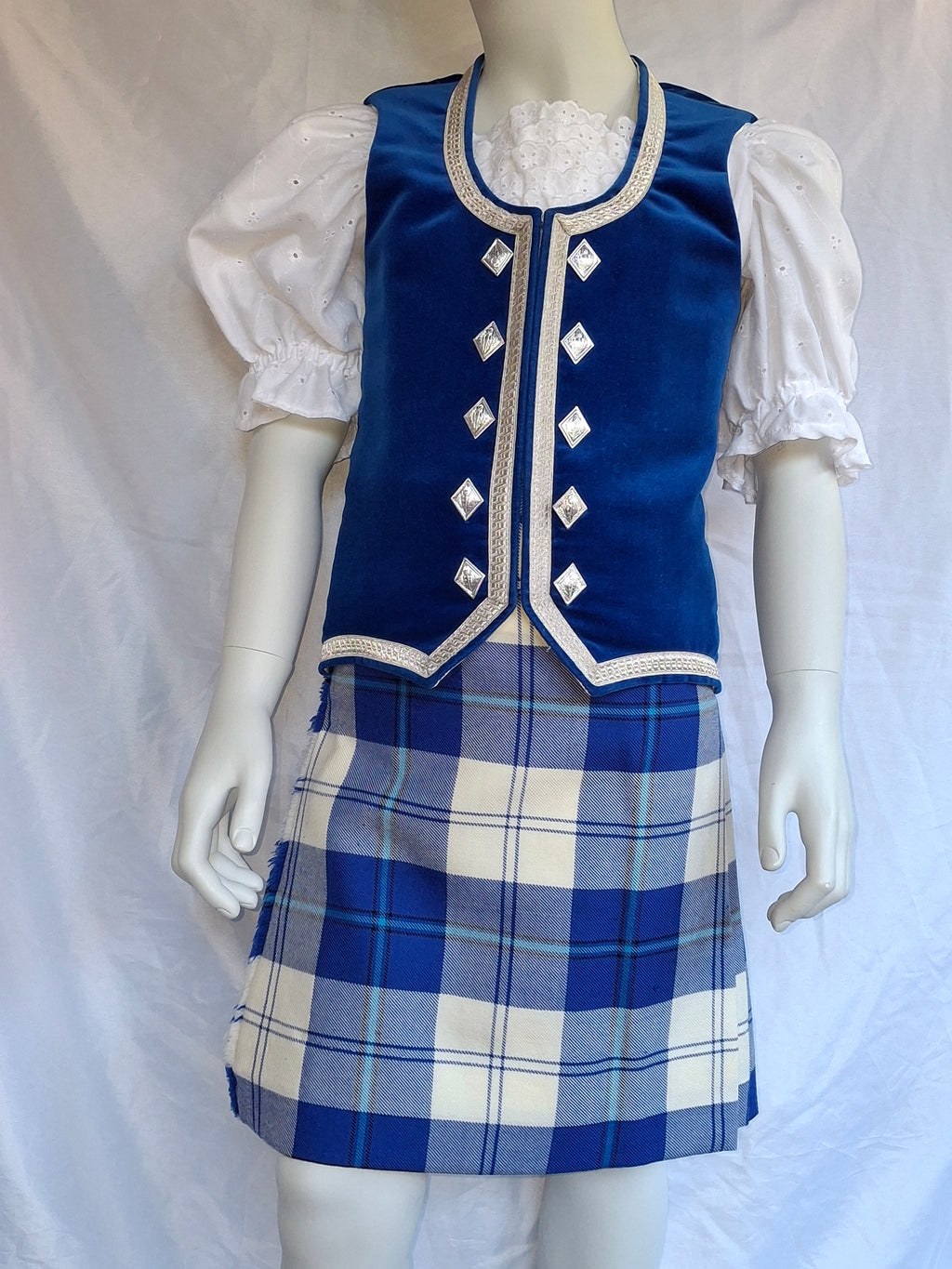 Blue Highland Outfit - Vest, Kilt and Blouse - 250531A