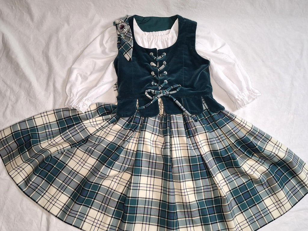 Aboyne Outfit - Vest, Skirt, Plaid and Brooch - 260408B