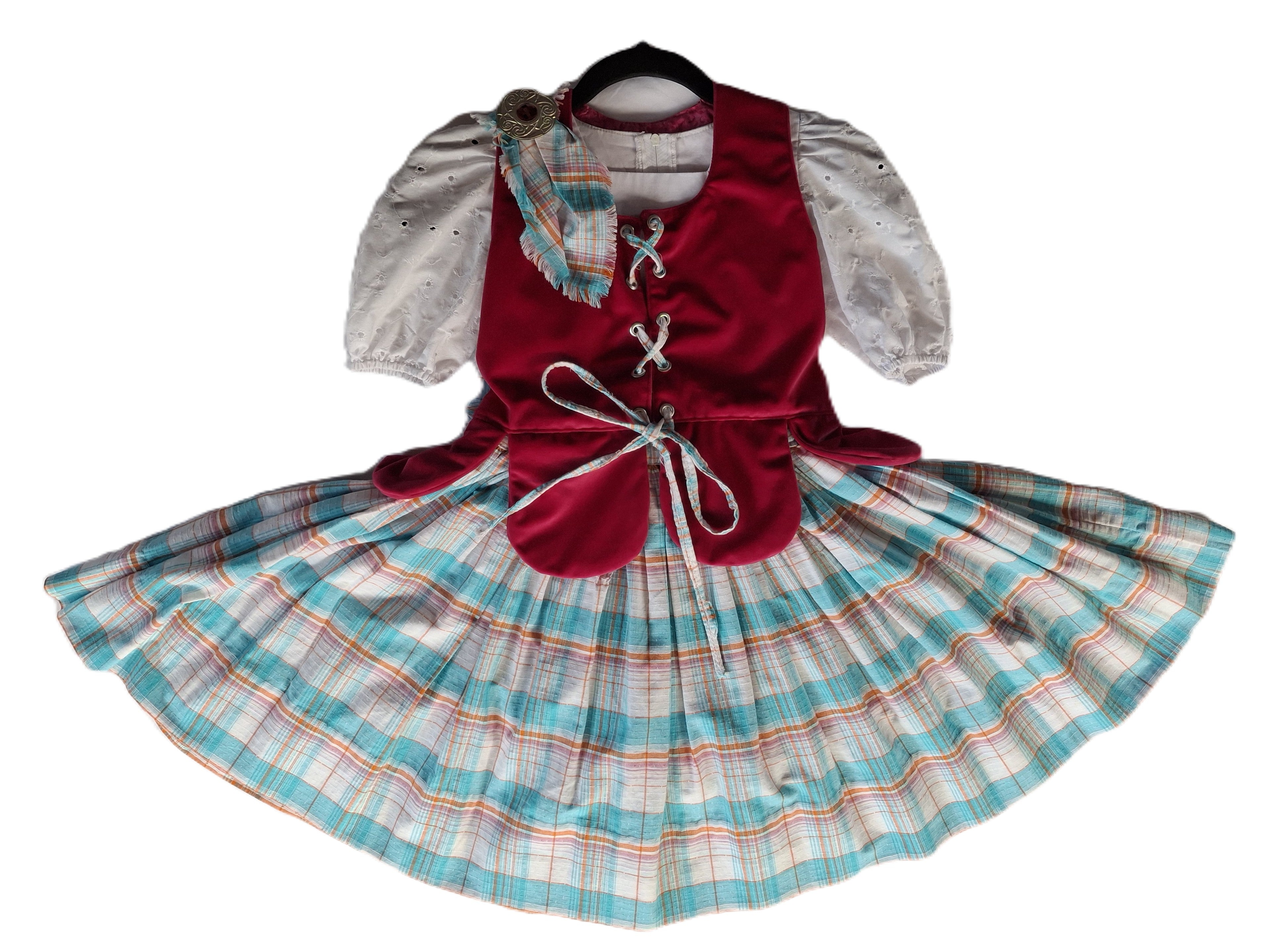 Aboyne Outfit - Vest, Skirt, Plaid, Blouse and Brooch - 260213A